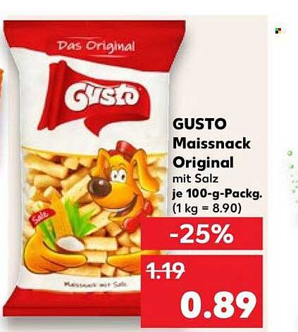 GUSTO Maissnack Original mit Salz je 100-g-Packg. (1 kg = 8.90)