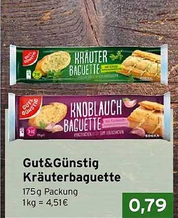 Gut&Günstig Kräuterbaguette 175g Packung 1kg = 4,51€
