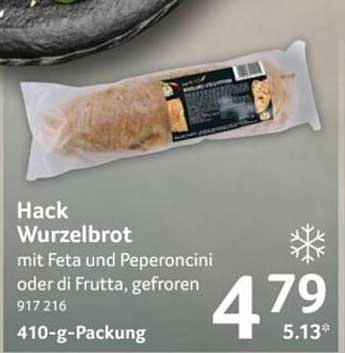 Hack Wurzelbrot mit Feta und Peperoncini oder di Frutta, gefroren