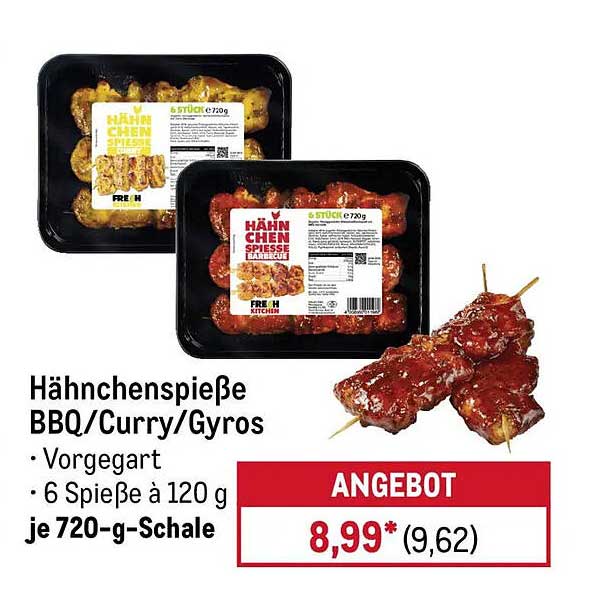 Hähnchenspieße BBQ/Curry/Gyros