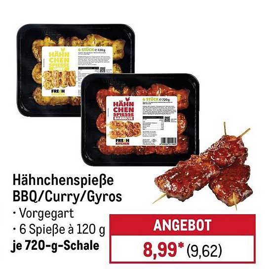Hähnchenspieße BBQ/Curry/Gyros