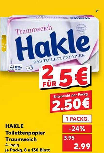 HAKLE Toilettenpapier Traumweich 4-lagig je Packg. 8 x 130 Blatt