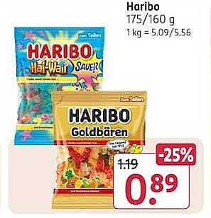 Haribo 175/160 g 1 kg = 5.09/5.56