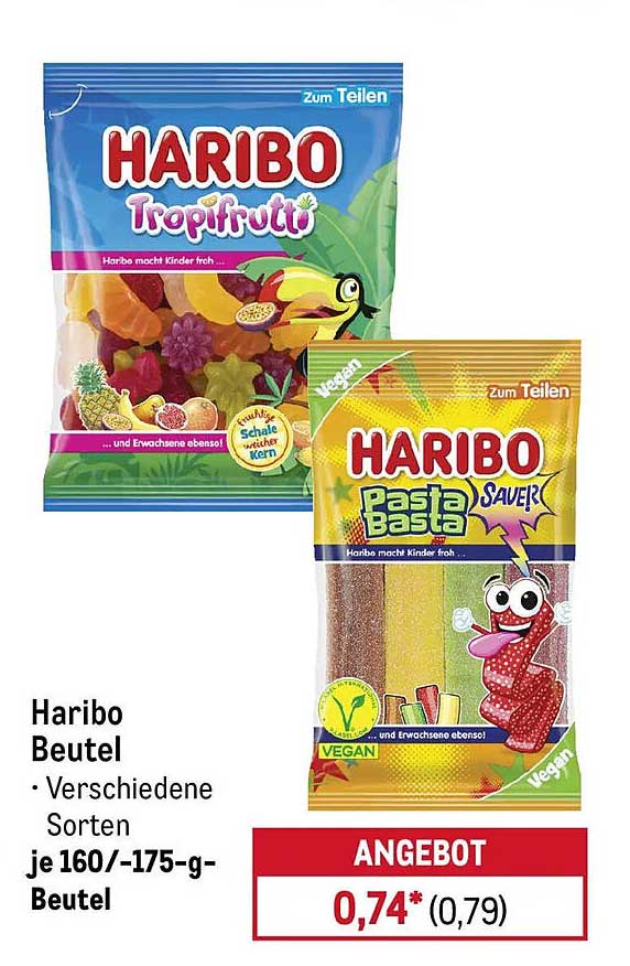 Haribo Beutel • Verschiedene Sorten • je 160/-175-g-Beutel