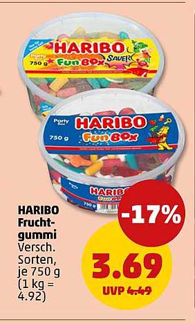 HARIBO Frucht-gummi Versch. Sorten, je 750 g (1 kg = 4.92)