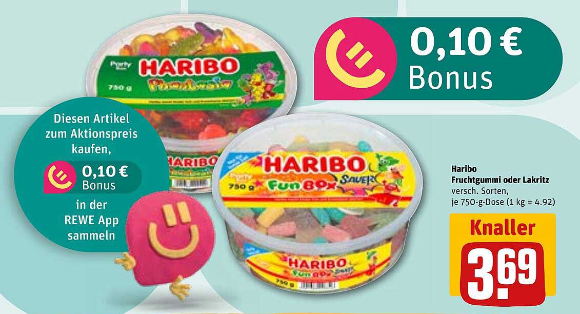 Haribo Fruchtgummi oder Lakritz versch. Sorten, je 750-g-Dose (1 kg = 4.92)