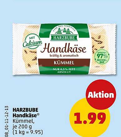 HARZBUBE Handkäse* Kümmel, je 200 g (1 kg = 9.95)