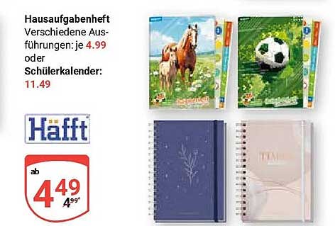 Hausaufgabenheft Verschiedene Ausführungen: je 4.99 oder Schülerkalender: 11.49
