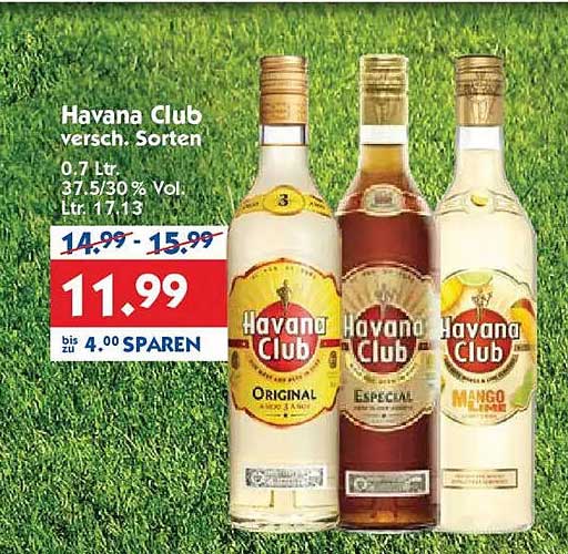 Havana Club versch. Sorten 0,7 ltr. 37,5/30 % Vol. Ltr. 17,13