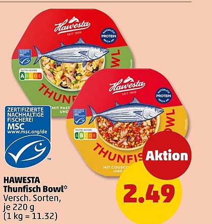 HAWESTA Thunfisch Bowl* Versch. Sorten, je 220 g (1 kg = 11.32)