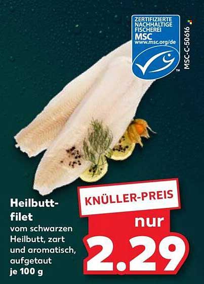 Heilbutt-filet vom schwarzen Heilbutt, zart und aromatisch, aufgetaut je 100 g