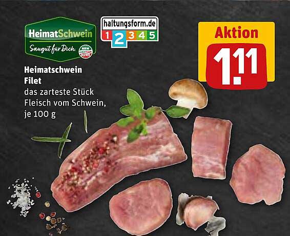 Heimatschwein Filet das zarteste Stück Fleisch vom Schwein, je 100 g