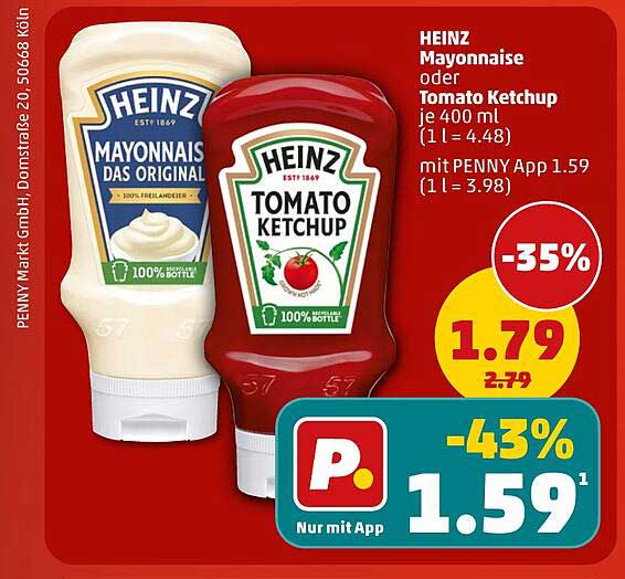 HEINZ Mayonnaise oder Tomato Ketchup je 400 ml