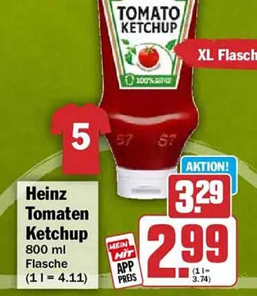 Heinz Tomaten Ketchup 800 ml Flasche (1 l = 4.11)