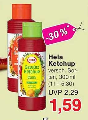 Hela Ketchup versch. Sorten, 300 ml (1 l = 5,30)
