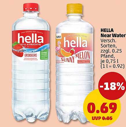 HELLA Near Water Versch. Sorten, zzgl. Pfand, je 0,75 l (1 l = 0,92)
