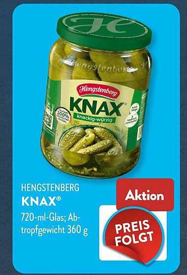 HENGSTENBERG KNAX® 720-ml-Glas; Abtropfgewicht 360 g