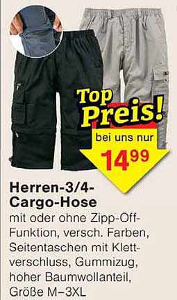 Herren-3/4-Cargo-Hose