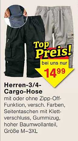 Herren-3/4-Cargo-Hose