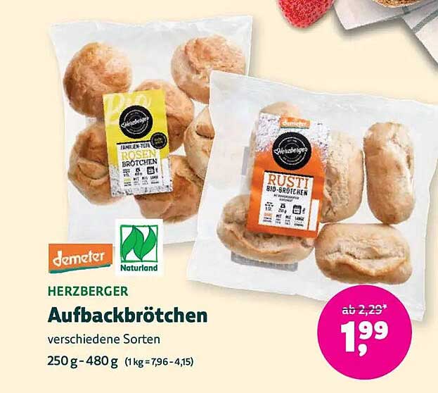 HERZBERGER Aufbackbrötchen verschiedene Sorten