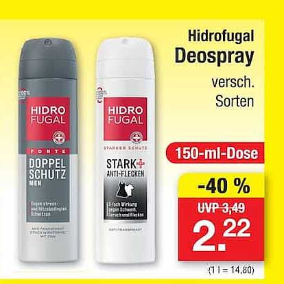 Hidrofugal Deospray versch. Sorten