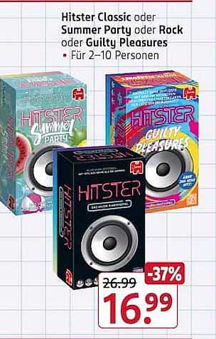 Hitster Classic oder Summer Party oder Rock oder Guilty Pleasures • Für 2–10 Personen