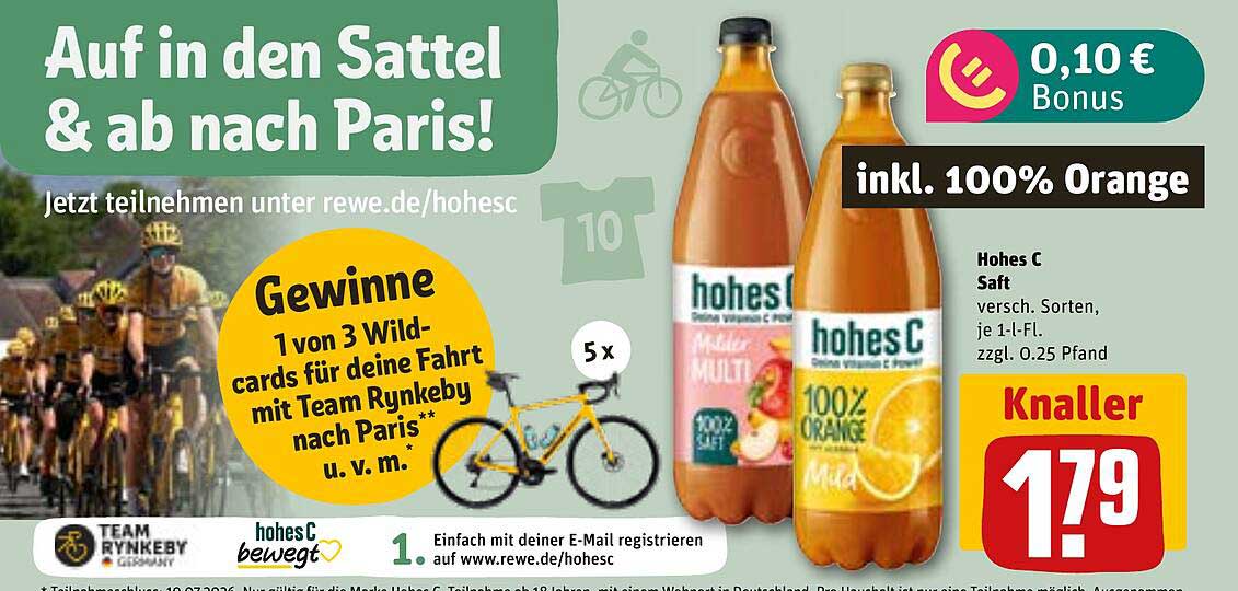 Hohes C Saft versch. Sorten, je 1-l-Fl. zzgl. 0.25 Pfand inkl. 100% Orange