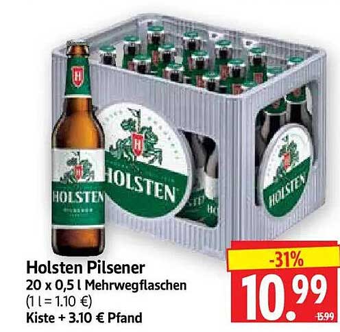 Holsten Pilsener 20 x 0,5 l Mehrwegflaschen