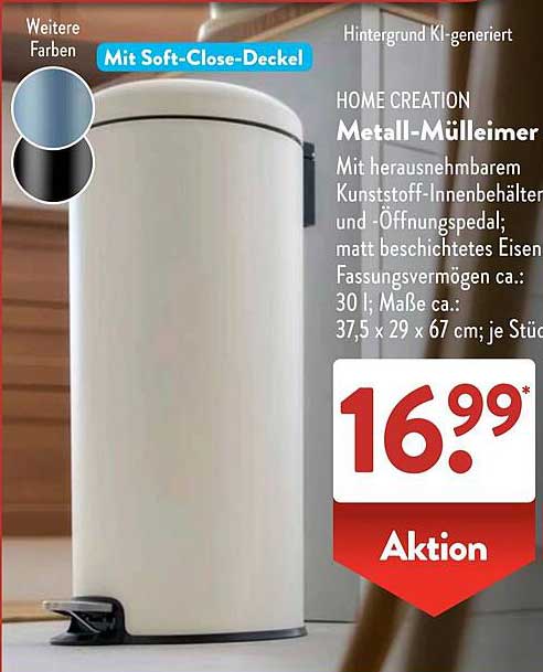 HOME CREATION Metall-Mülleimer