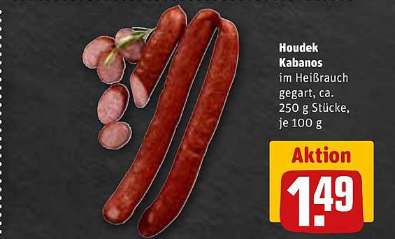 Houdek Kabanos im Heißrauch gegart, ca. 250 g Stücke, je 100 g