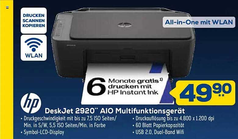 HP DeskJet 2920* AIO Multifunktionsgerät