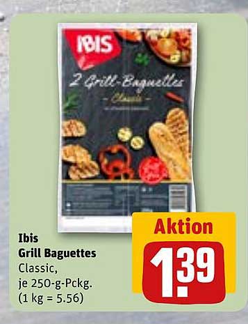 Ibis Grill Baguettes Classic, je 250-g-Pckg. (1 kg = 5.56)