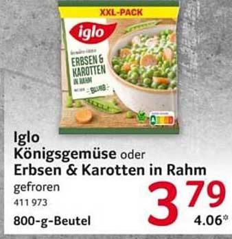 Iglo Königsgemüse oder Erbsen & Karotten in Rahm gefroren 800-g-Beutel