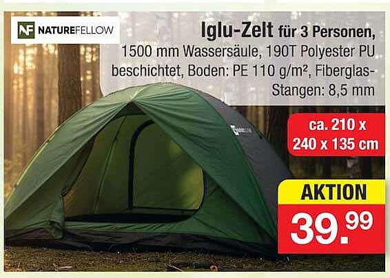 Iglu-Zelt für 3 Personen,