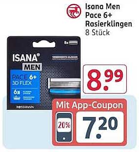 Isana Men Pace 6+ Rasierklingen 8 Stück