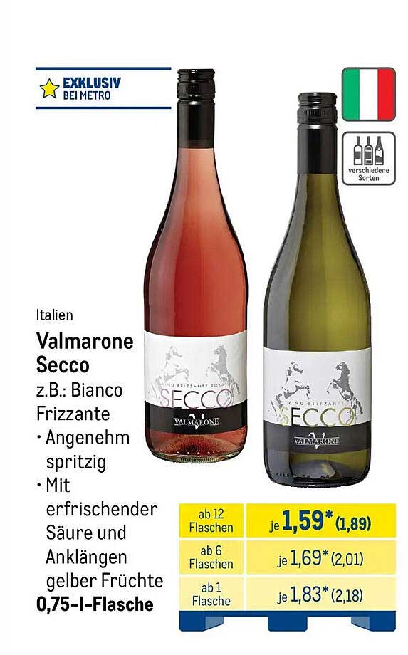 Italien Valmarone Secco z.B.: Bianco Frizzante