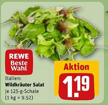 Italien: Wildkräuter Salat je 125-g-Schale (1 kg = 9.52)