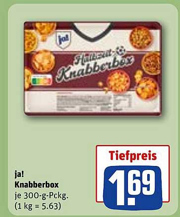 ja! Knabberbox je 300-g-Pckg. (1 kg = 5.63)