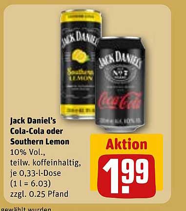 Jack Daniel's Cola-Cola oder Southern Lemon