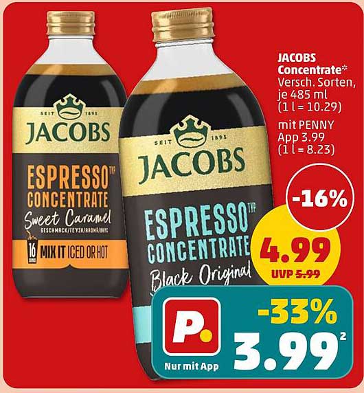 JACOBS Espresso Concentrate Versch. Sorten, je 485 ml