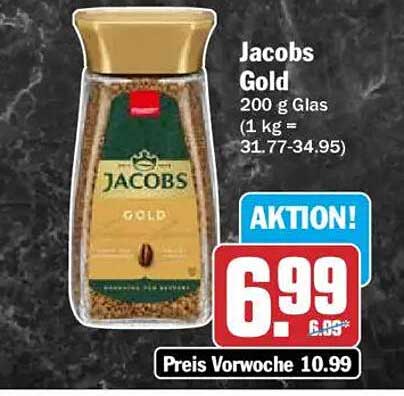 Jacobs Gold 200 g Glas (1 kg = 31.77-34.95)