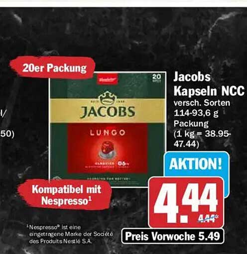 Jacobs Kapseln NCC versch. Sorten 114-93,6 g Packung