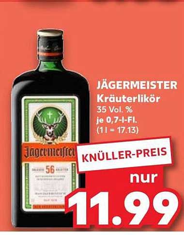JÄGERMEISTER Kräuterlikör 35 Vol. % je 0,7-l-Fl. (1 l = 17.13)