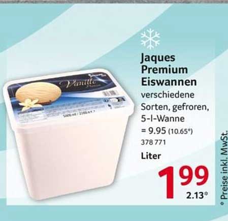 Jaques Premium Eiswaren verschiedene Sorten, gefroren, 5-l-Wanne