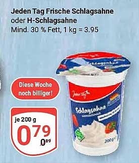 Jeden Tag Frische Schlagsahne oder H-Schlagsahne