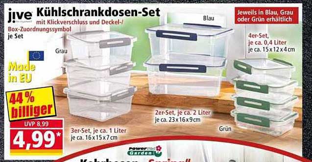 jive Kühlschrankdosen-Set mit Klickverschluss und Deckel-/Box-Zuordnungssymbol je Set