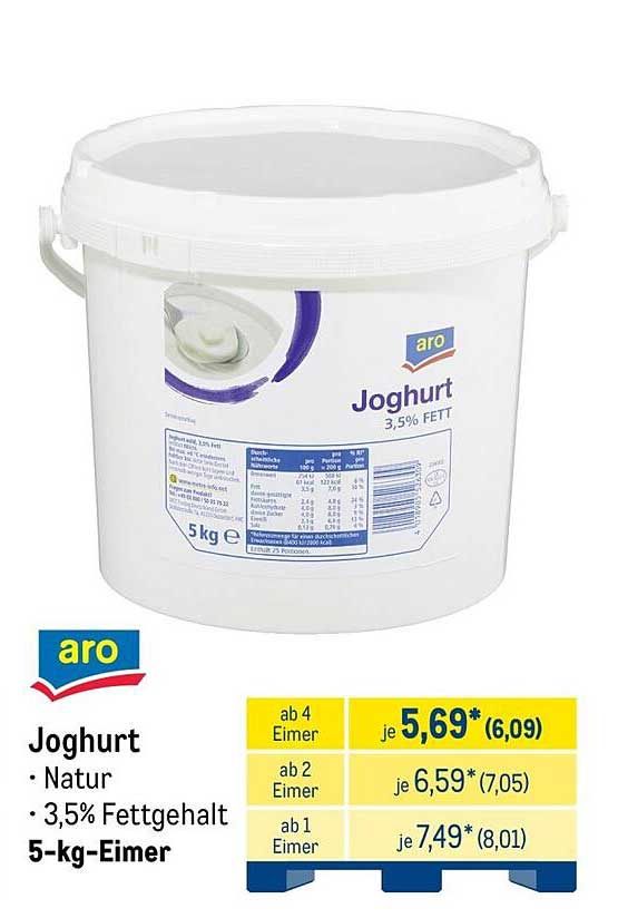Joghurt Natur 3,5% Fettgehalt 5-kg-Eimer