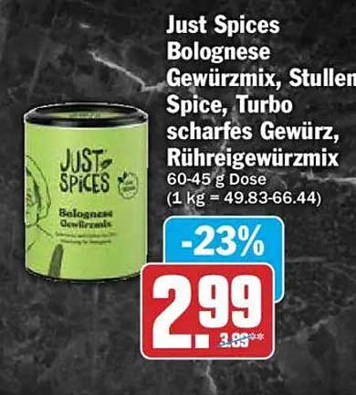 Just Spices Bolognese Gewürzmix, Stullen Spice, Turbo scharfes Gewürz, Rühreigewürzmix