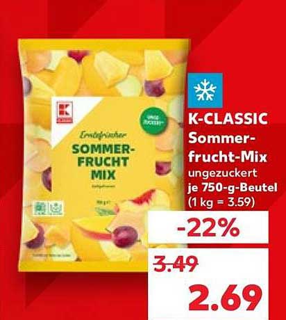 K-CLASSIC Sommer-frucht-Mix ungezuckert je 750-g-Beutel (1 kg = 3.59)