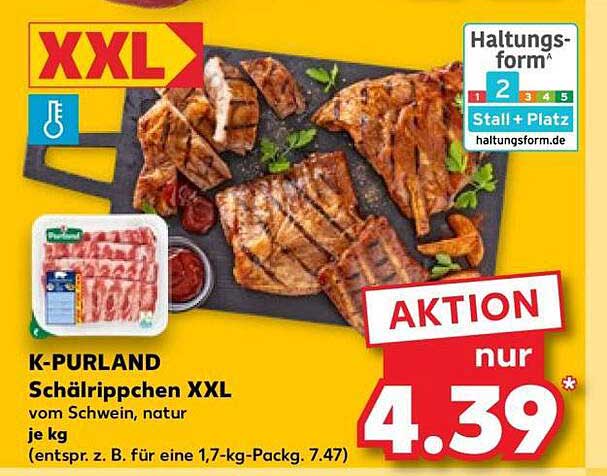 K-PURLAND Schälrippchen XXL vom Schwein, natur je kg